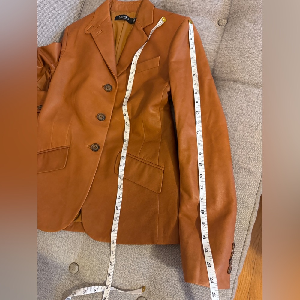 Ralph Lauren Women's Tan Leather Blazer - Picture 2 of 13